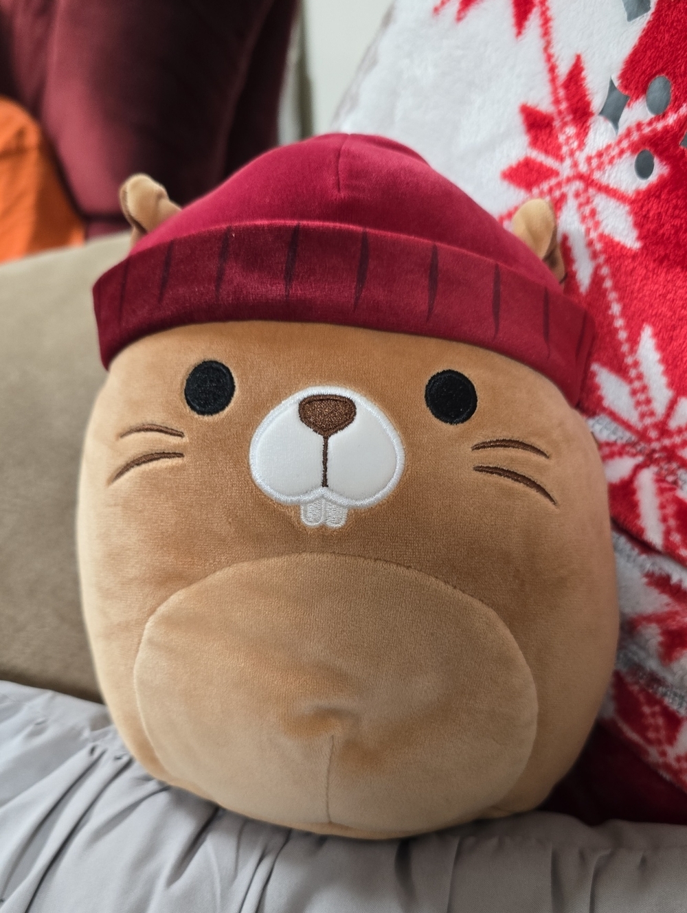 8" Chip The Beaver Squishmallow In Beanie Plush Stuffie